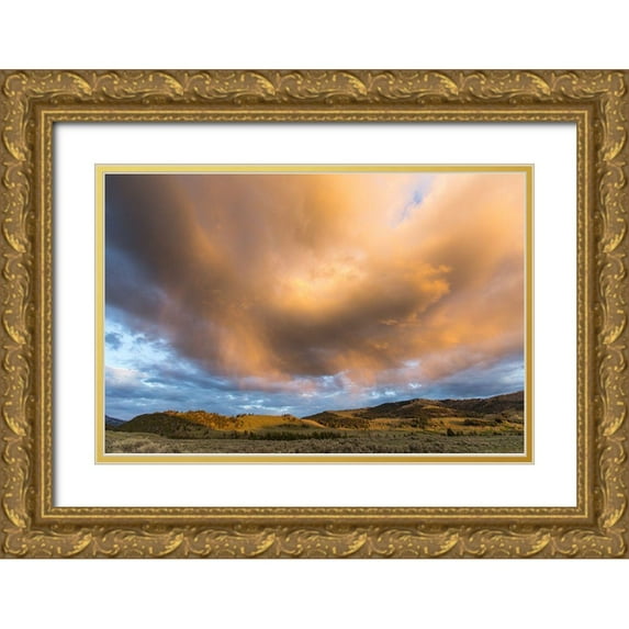 The Yellowstone Collection 24x17 Gold Ornate Wood Framed with Double Matting Museum Art Print Titled - Cleopatra Spring, Mammoth Hot Springs, Yellowstone National Park