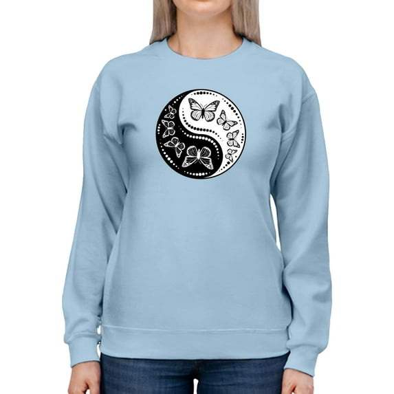 The Ying And Yang Of Butterflies Sweatshirt Women -Smartprints Designs, Female Medium