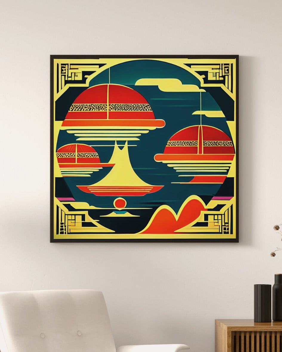 The Yodo River Japanese Art Deco Style Canvas Wall Art