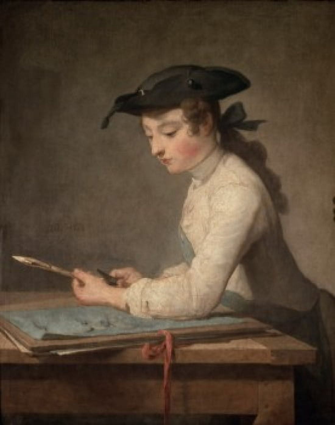 The Young Draftsman 1737 Jean-Sim???on Chardin(1699-1779French) Musee du Louvre Paris Canvas Art - Jean-Simon Chardin (18 x 24)