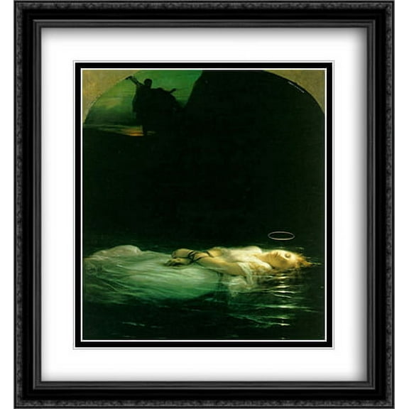 The Young Martyr 2x Matted 28x30 Large Black Ornate Framed Art Print by Paul Delaroche