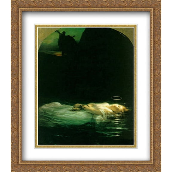 The Young Martyr 2x Matted 28x36 Large Gold Ornate Framed Art Print by Paul Delaroche