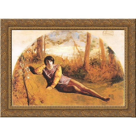 The Young Poet 24x19 Gold Ornate Wood Framed Canvas Art by Hughes, Arthur
