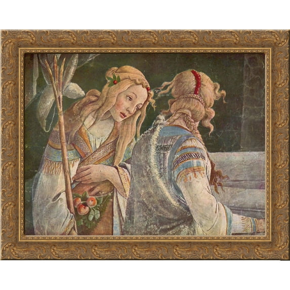 The Youth Moses (detail) 24x20 Gold Ornate Wood Framed Canvas Art by Botticelli, Sandro