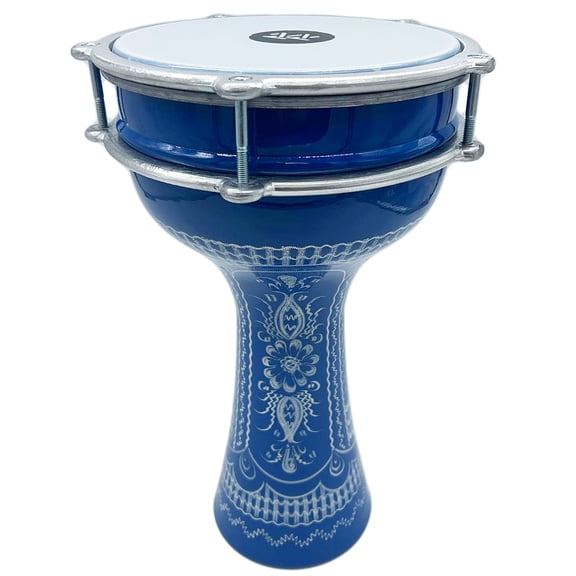The ZAZA Percussion The 16'' Blue Lotus Aluminum Darbuka Doumbek.