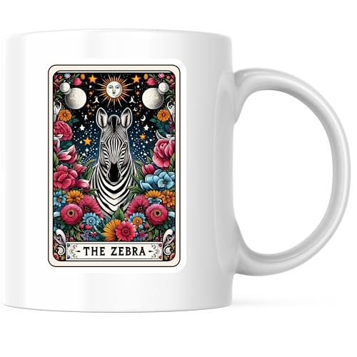 The Zebra Tarot Card Coffee Mug - Vibrant Animal Pattern - Unique 11 Ounce Mug - Premium Ceramic - Design Printed On Both Sides - BMCM04493