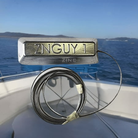 The Zinc Guy Silver Corrosion Control Boat Lift Anode with Stainless Steel Cable