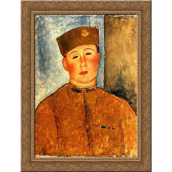 The Zouave 20x24 Gold Ornate Wood Framed Canvas Art by Modigliani, Amedeo