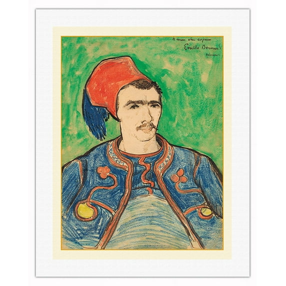 The Zouave - Portrait of French Army Soldier - From an Original Color Painting by Vincent Van Gogh c.1888 - Fine Art Rolled Canvas Print 20in x 26in