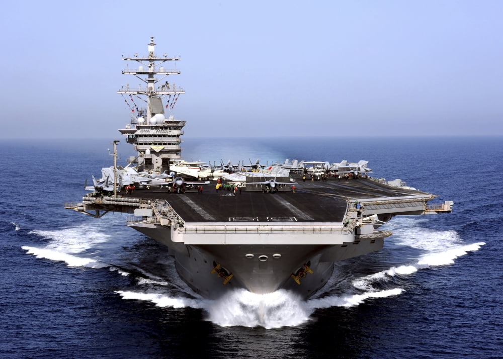 The aircraft carrier USS Dwight D Eisenhower transits the Arabian Sea Canvas Art - Stocktrek Images (33 x 24)