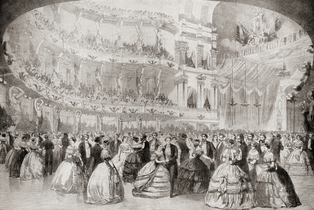 The ball at the Academy of Music in New York during Albert Edward Prince of Wales 1841 Canvas Art - Ken Welsh Design Pics (17 x 11)