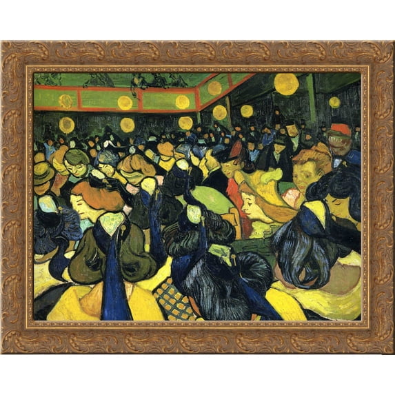 The ballroom at Arles 24x20 Gold Ornate Wood Framed Canvas Art by Vincent van Gogh
