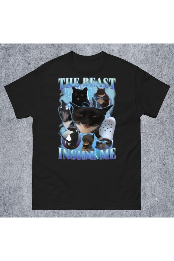 The beast inside me 90s Vintage Funny Cat meme Tee Shirt, Gift for Woman and Man, Ugly Shirts, Stupid Gifts, Cats Lover T-Shirt, Goofy Cats