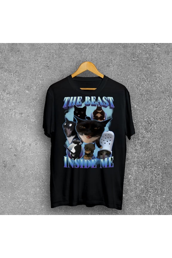 The beast inside me 90s Vintage Funny Cat meme Tee Shirt, Gift for Woman and Man, Ugly Shirts, Stupid Gifts, Cats Lover T-Shirt, Goofy Cats
