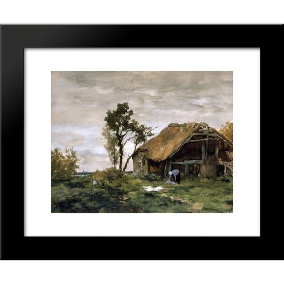 The bleach 20x24 Framed Art Print by Johan Hendrik Weissenbruch