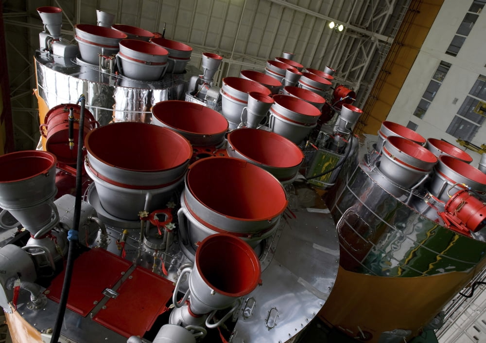 The boosters of the Soyuz TMA-14 spacecraft Canvas Art - Stocktrek Images (33 x 24)