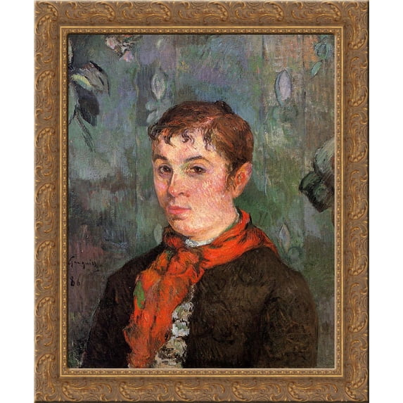 The boss's daughter 24x20 Gold Ornate Wood Framed Canvas Art by Paul Gauguin