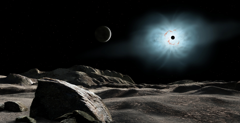 The bright star Rigel eclipsed by a moon of a hypothetical planet Canvas Art - Ron MillerStocktrek Images (20 x 10)