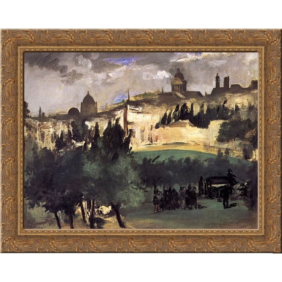 The burial 24x20 Gold Ornate Wood Framed Canvas Art by Manet, Edouard