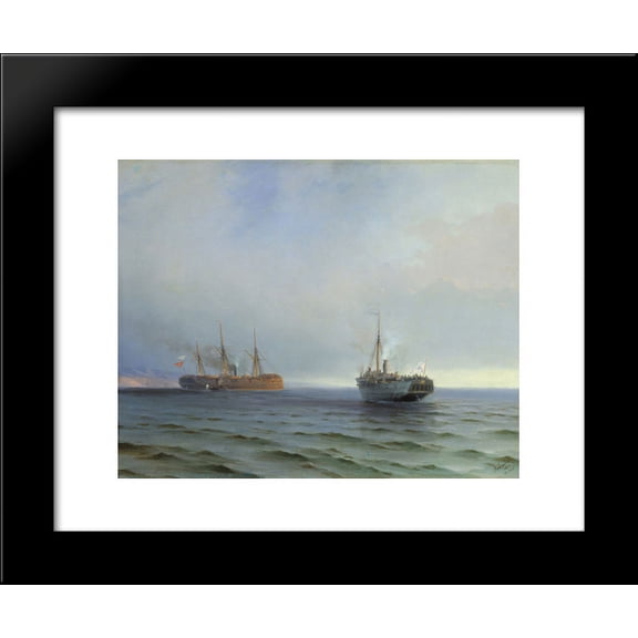 The capture of Turkish nave on Black sea 20x24 Framed Art Print by Aivazovsky...