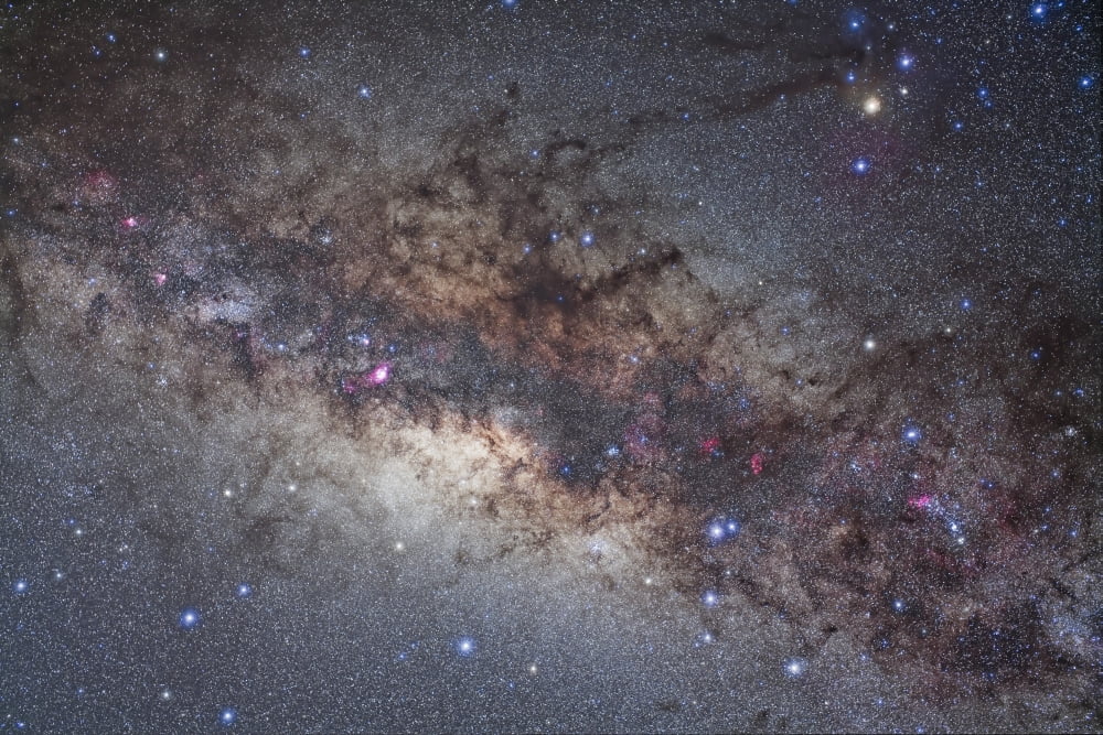 The center of the Milky Way through Sagittarius and Scorpius Canvas Art - Alan DyerStocktrek Images (18 x 12)
