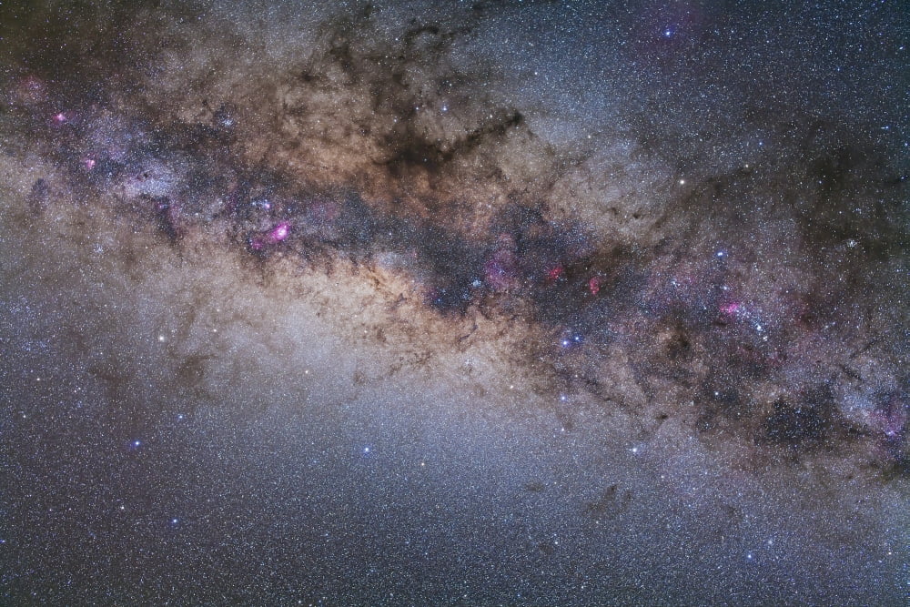 The center of the Milky Way through Sagittarius and Scorpius Canvas Art - Alan DyerStocktrek Images (35 x 23)