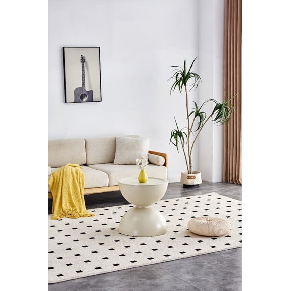 Coffee Table in Milk White with Movable Storage Top and Cat Bed, Space-Saving for Living Room.