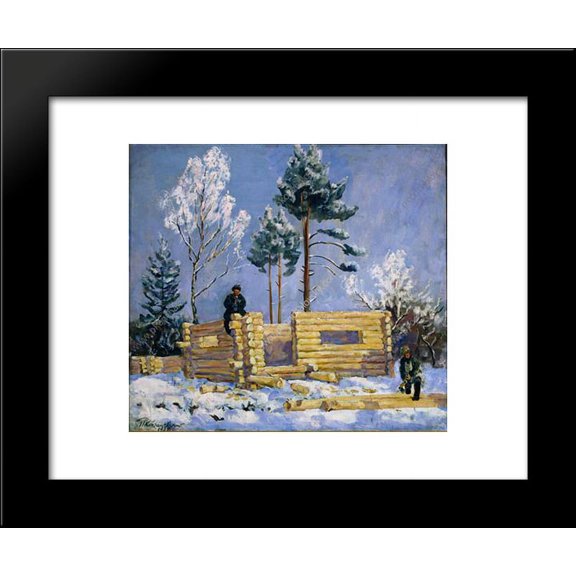 The construction of bathhouse 20x24 Framed Art Print by Pyotr Konchalovsky