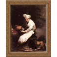 thumbnail image 1 of The cook and the cat 20x24 Gold Ornate Wood Framed Canvas Art by Ribot, Theodule, 1 of 2