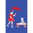 thumbnail image 1 of The cover art for a developmental reading book showing a girl pulling a little wagon and holding and umbrellas. Poster Print by Julia Letheld Hahn (24 x 36), 1 of 1