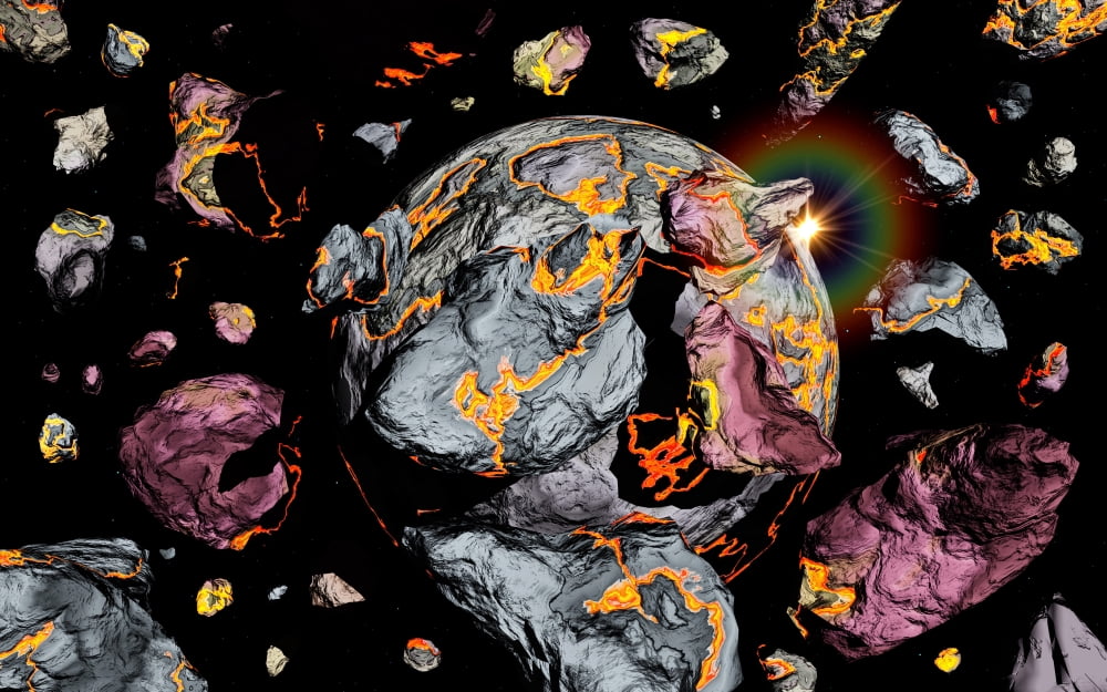 The creation of a new planet as gravity brings together all matter of space debris Canvas Art - Mark StevensonStocktrek Images (36 x 23)