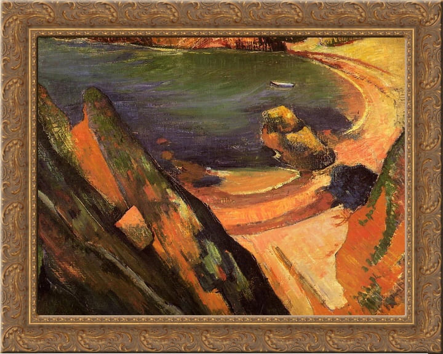 The creek, Le Pouldu 24x20 Gold Ornate Wood Framed Canvas Art by Paul Gauguin