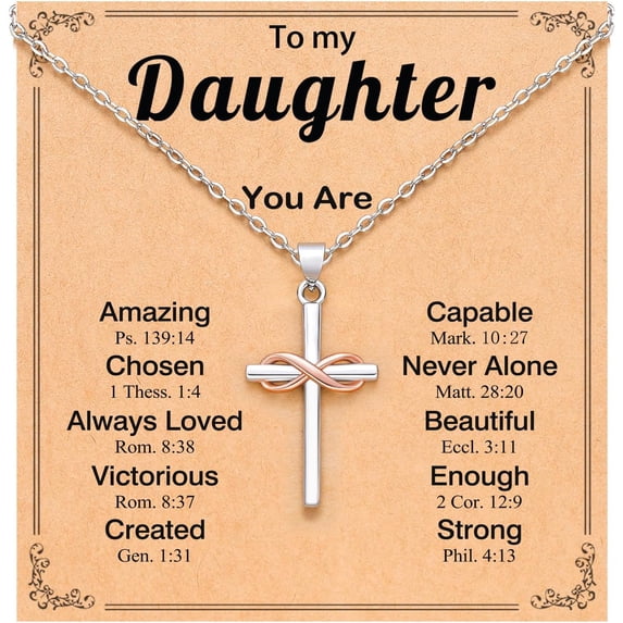 The cross necklace is a birthday gift for the granddaughter/daughter, Christmas, religion, and Christianity