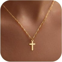 The cross necklace is a charming and fashionable jewelry gift for women, featuring a delicate 14K gold silver-plated cross chain pendant