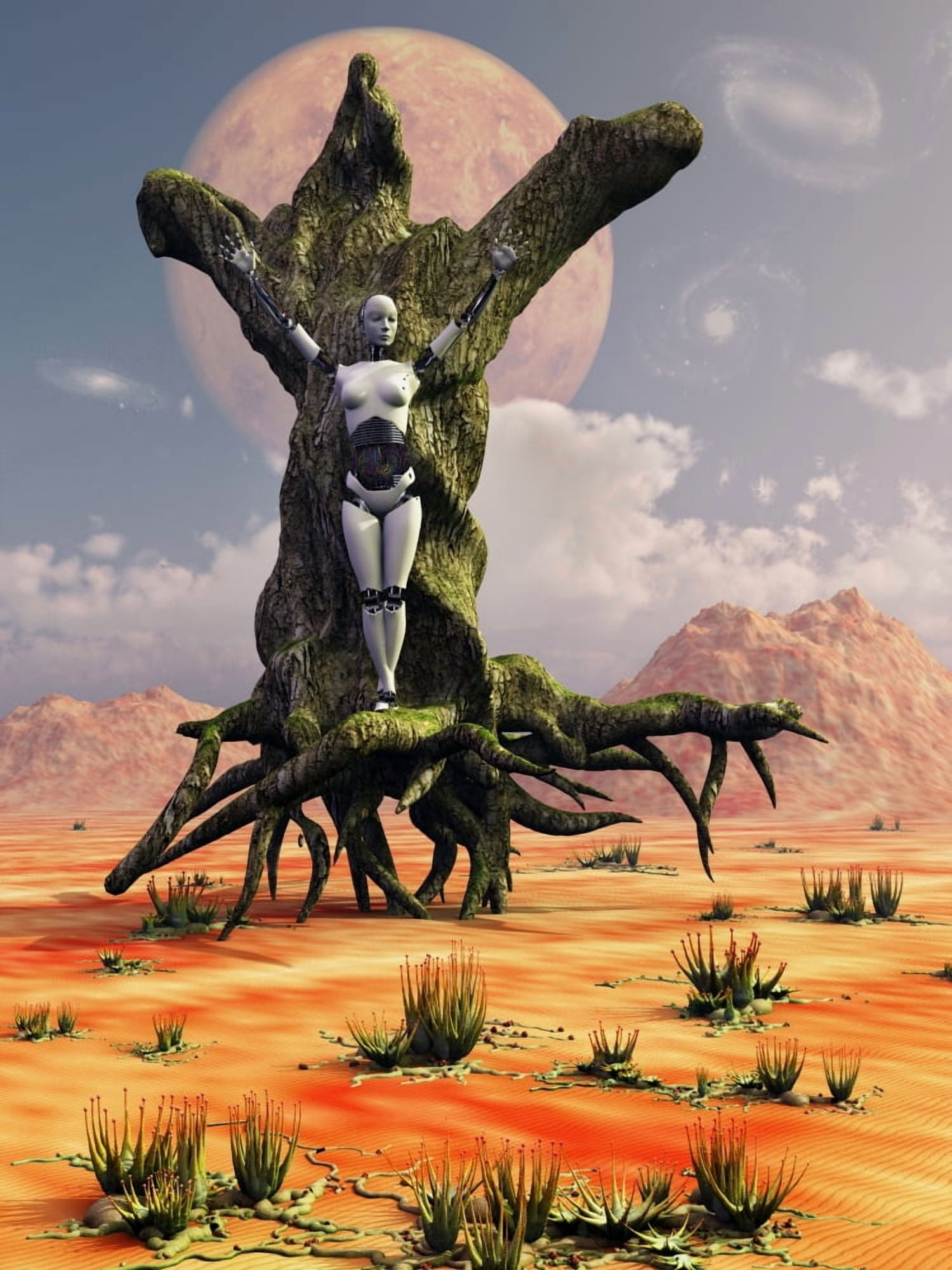The crucifixion of a messianic martyr in an alternate reality of cyborgs Canvas Art - Mark StevensonStocktrek Images (13 x 17)