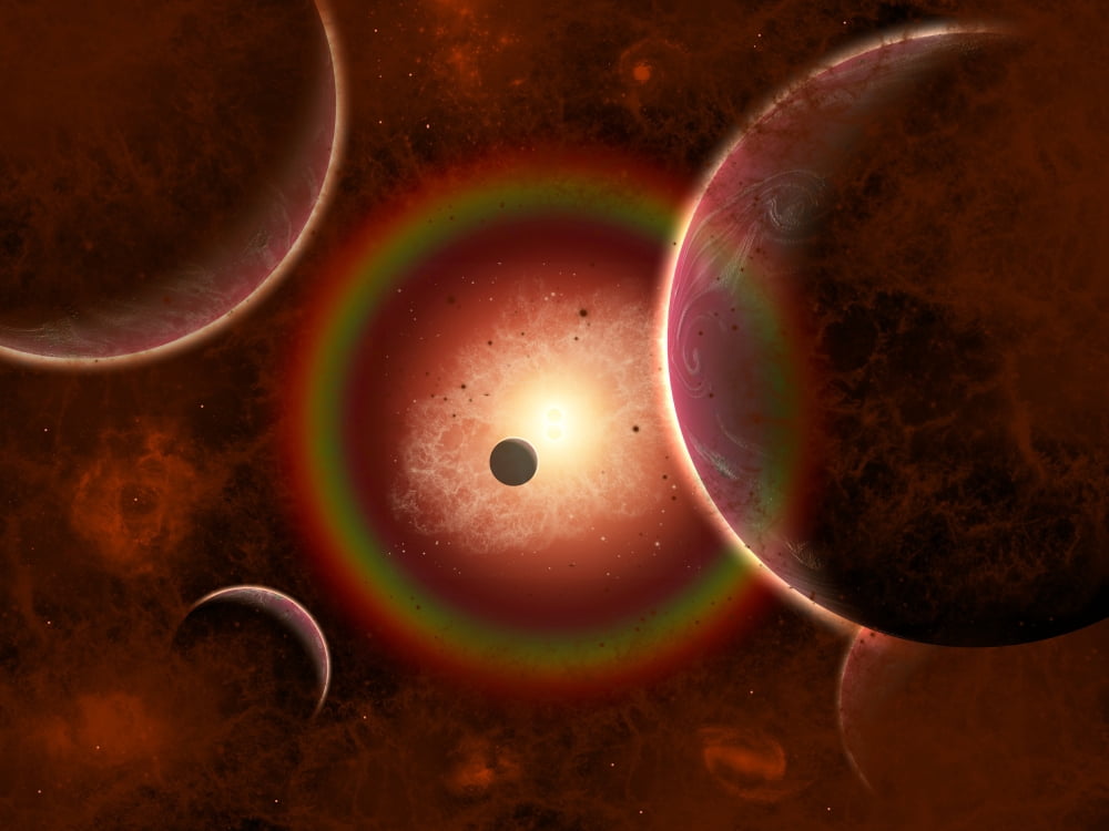 The death of an alien solar system as its Sun goes supernova Canvas Art - Mark StevensonStocktrek Images (17 x 13)