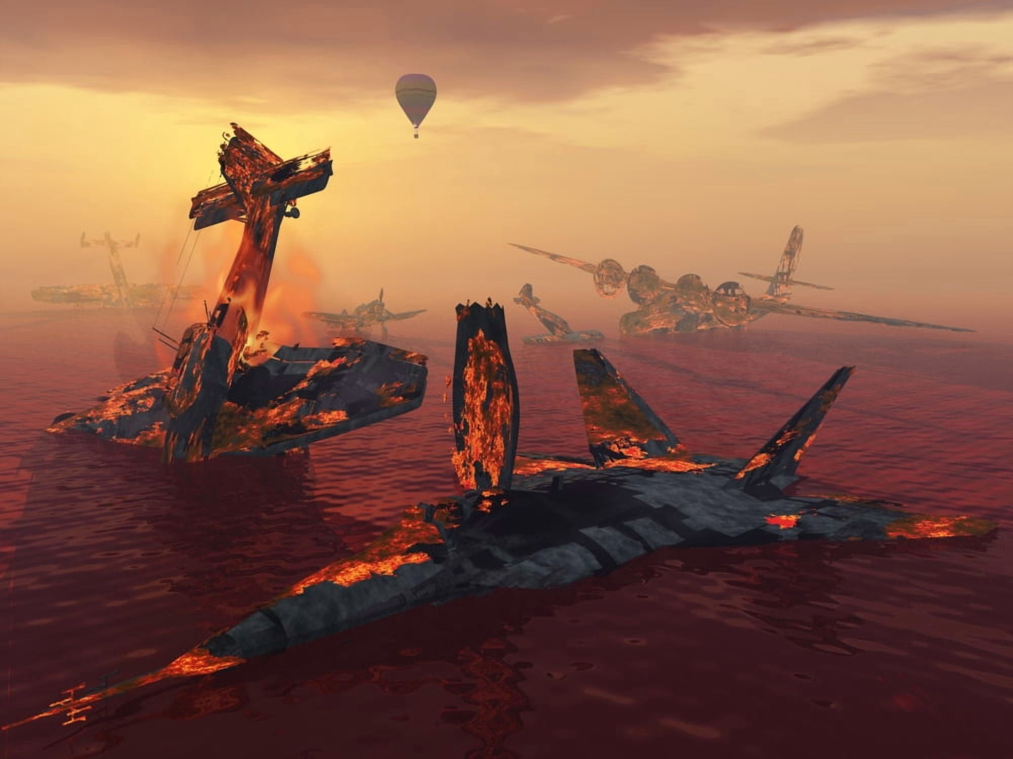 The destruction of fighter planes as the result of several wars Canvas Art - Mark StevensonStocktrek Images (17 x 13)