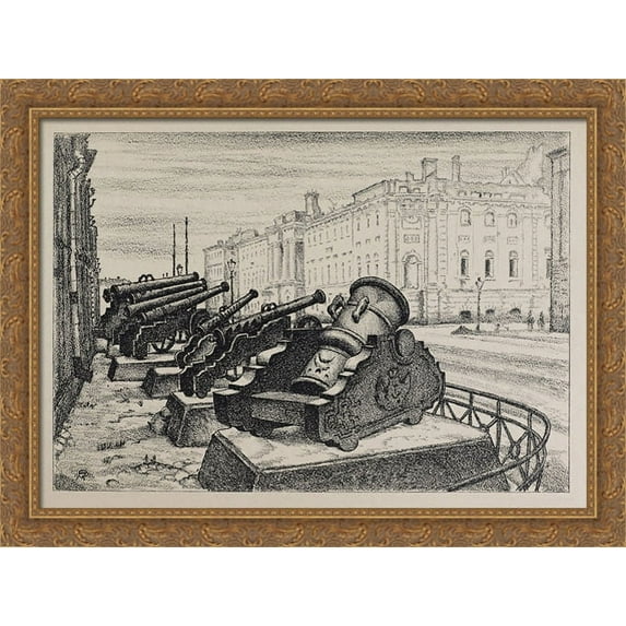 The district court 38x28 Large Gold Ornate Wood Framed Canvas Art by Mstislav Dobuzhinsky