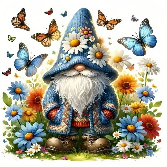 CSZPPQAF 5D DIY Diamond Art Kits for Adults Beginners,Gnome butterfly Diamond Dots Gem Art,Home Wall Decor 11.8x11.8inches.