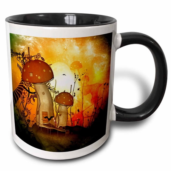 The fairy house in the night 11oz Two-Tone Black Mug mug-254550-4