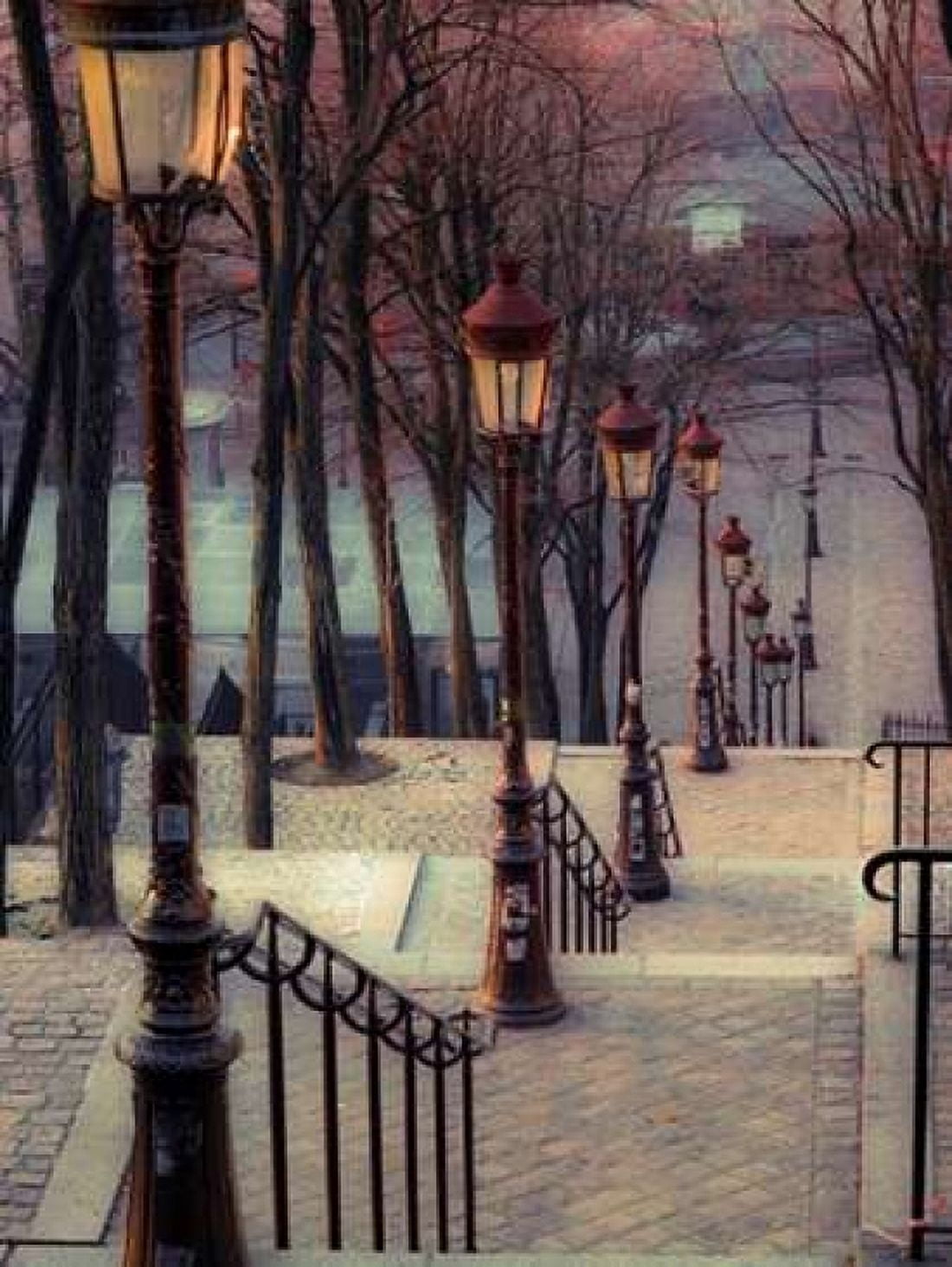 The famous staircase in Montmartre Paris France Canvas Art - Assaf Frank (18 x 24)