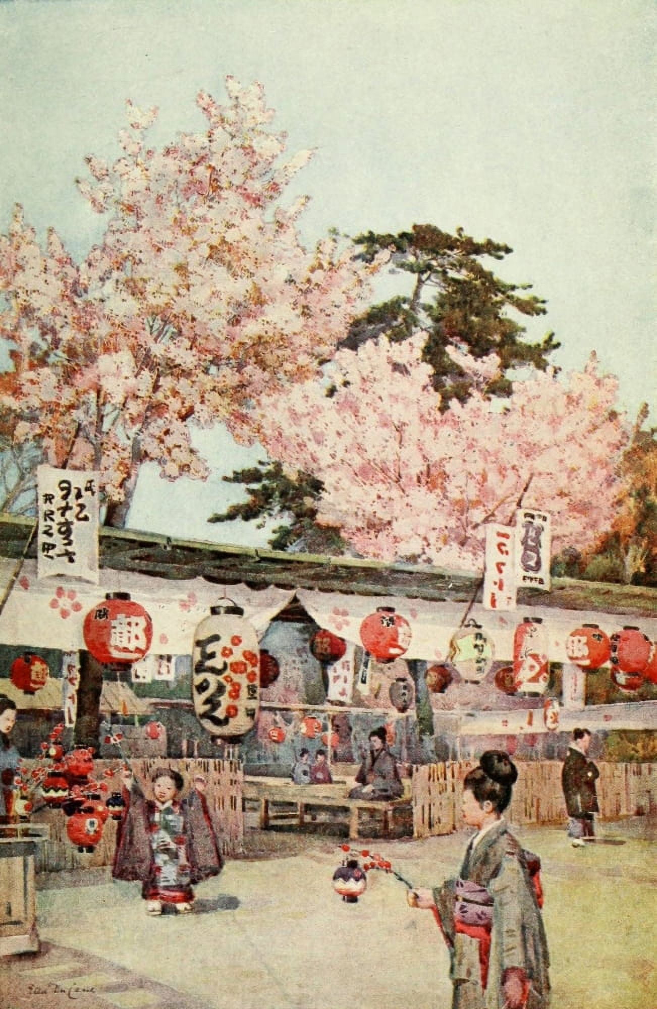 The feast of the cherry blossoms Flowers & Gardens of Japan 1908 Canvas Art - Ella Du Cane (18 x 24)