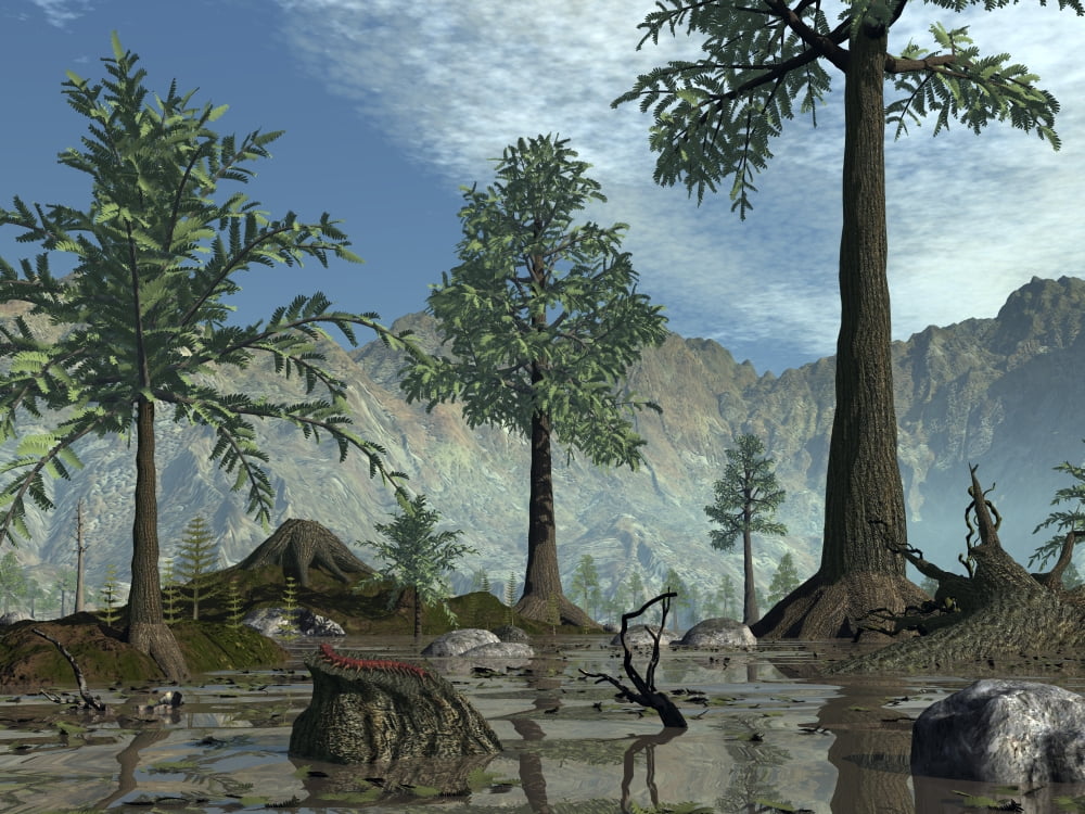 The first trees begin to populate Earth near the end of the Devonian period Canvas Art - Walter MyersStocktrek Images (33 x 25)