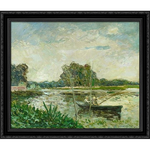 The fishermen 34x28 Large Black Ornate Wood Framed Canvas Art by Maxime Maufra