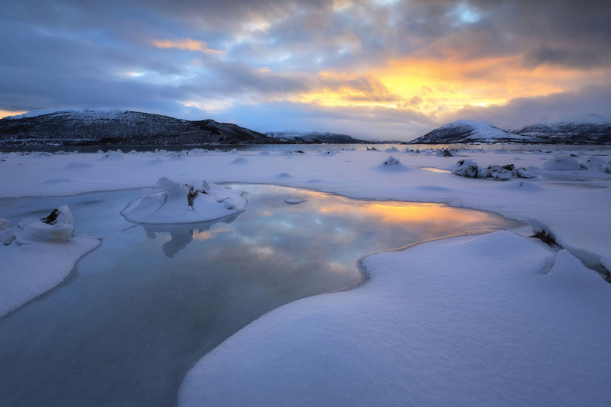 The fjord of Tjeldsundet in Troms County Norway Canvas Art - Arild HeitmannStocktrek Images (18 x 12)