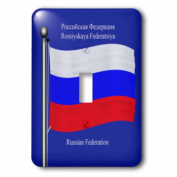 3dRose, The flag of Russia on a blue background with Russian Federation in English and Russian, single toggle switch