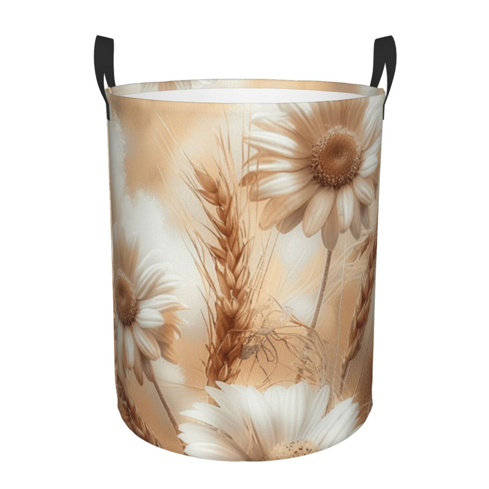 The flowers are Circular laundry basket, dirty clothes basket with
