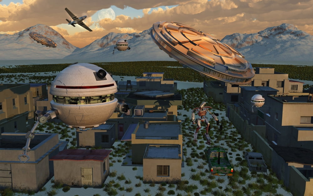 The founding of Area 51 the top secret base in New Mexico USA Canvas Art - Mark StevensonStocktrek Images (18 x 12)