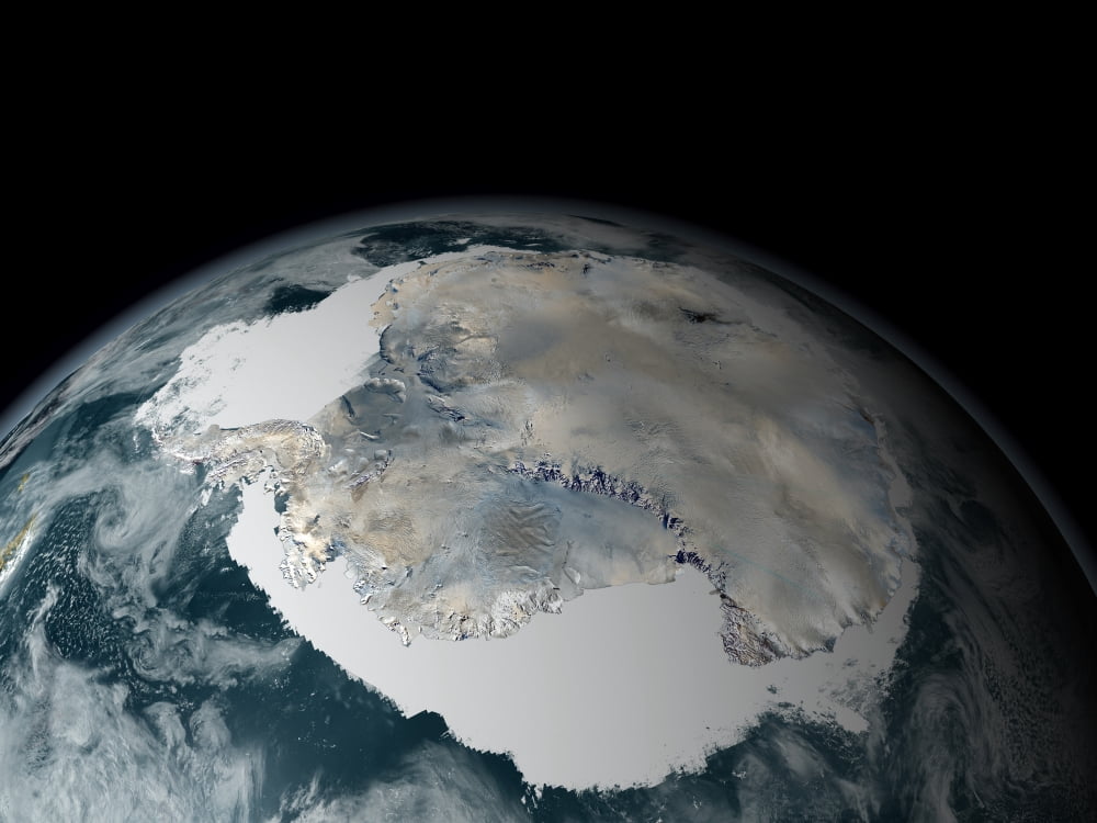 The frozen continent of Antarctica and its surrounding sea ice Canvas Art - Stocktrek Images (32 x 24)