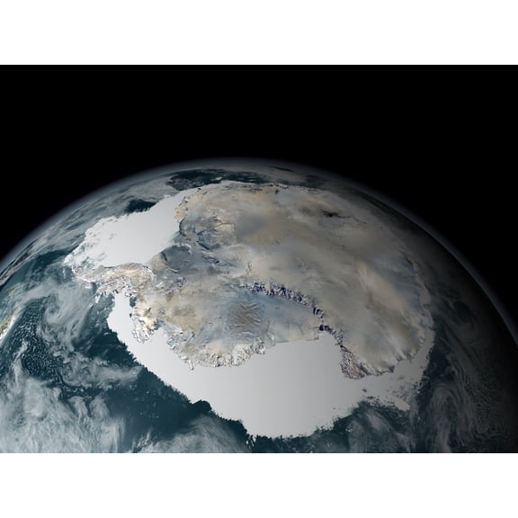 The frozen continent of Antarctica and its surrounding sea ice Canvas Art - Stocktrek Images (32 x 24)